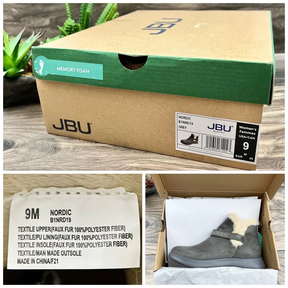 NIB JBU Jambu Nordic Faux Fur Lined Ankle Boots Bootie Grey - Picture 13 of 13